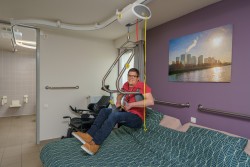 Ceiling hoist - with motor fixed on the rail ; Ceiling track rails ; Handi-Move Body Support® - Handi-Rehab Patient lift hoist